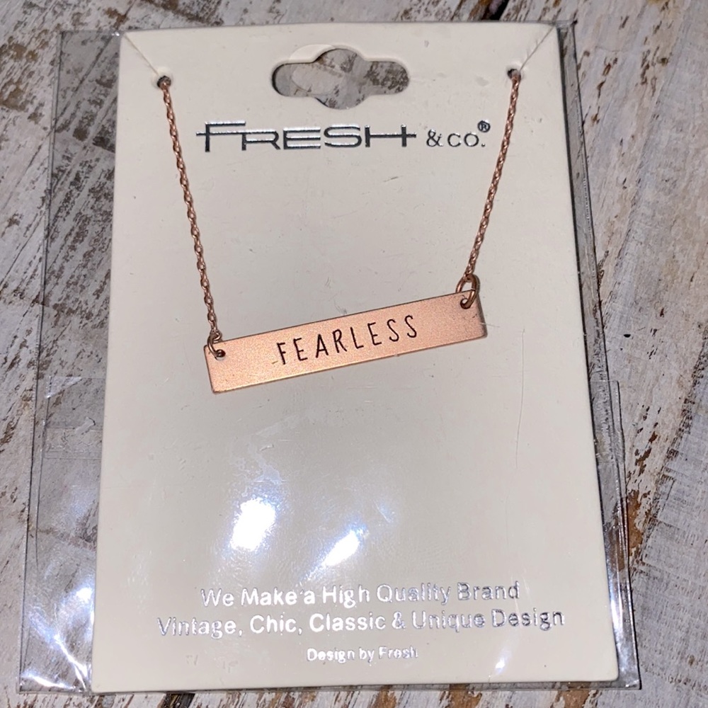 Fresh & Co. FEARLESS Rectangular Bar Rose Gold Colored Necklace